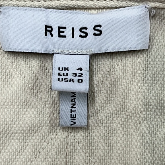 REISS Fleur Twin Pocket V-Neck Back Detail Lagenlook Minimalist Cream Blouse 0 - Picture 4 of 16